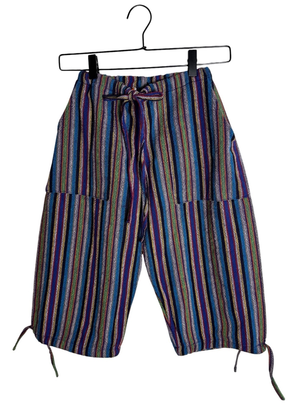 Lobos Del Mar Handwoven Striped Boho Crop Pants Capri